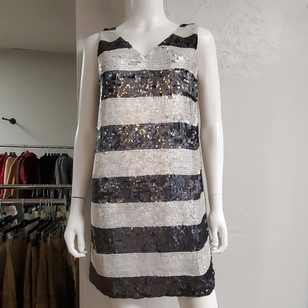Stripe Sequin Cocktail/Party Dress